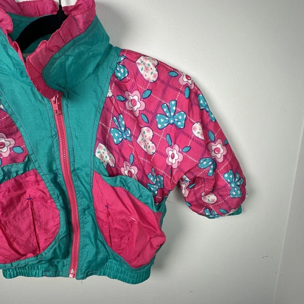 Vintage London Fog Medium Baby Jacket Medium Pink Green Retro Zip Colorful
